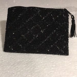 LANCÔME NWOT BLACK BEADED LITTLE EVENING BAG